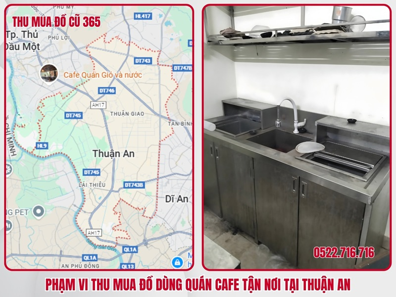Phạm vi thu mua đồ dùng quán cafe tận nơi tại Thuận An