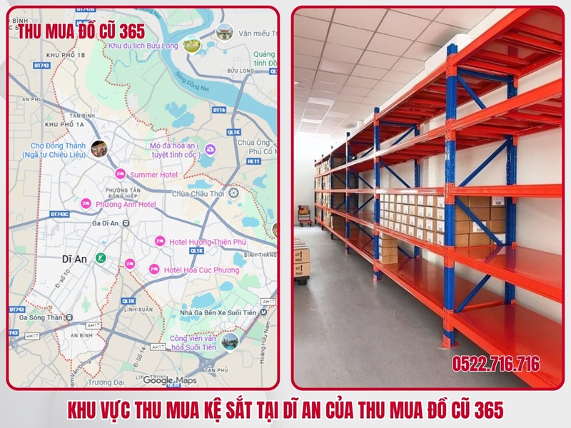 Khu vực thu mua kệ sắt tại Dĩ An của Thu Mua Đồ Cũ 365